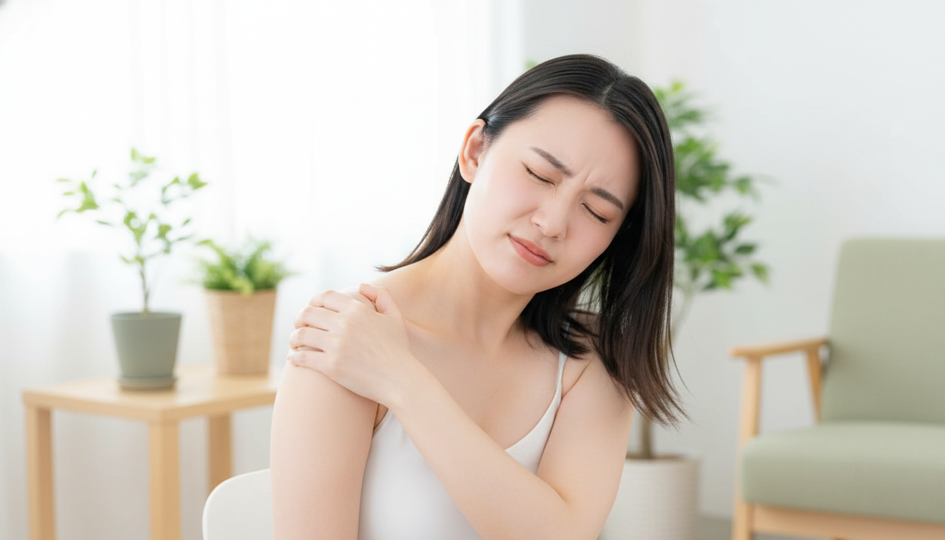 肩こりや腰の違和感に悩むイメージ